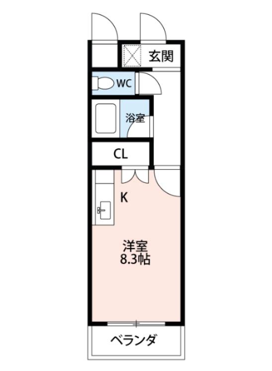 ゴールドマンション安井(1K/3階)の間取り写真