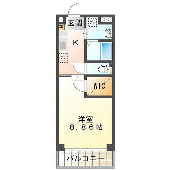 S-FORT三重大学前(1K/4階)の間取り写真