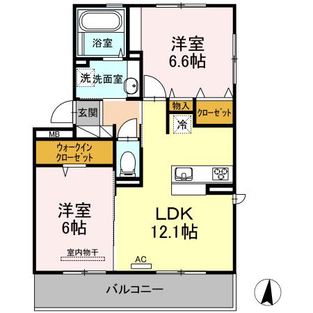 サンヒルズ守恒(2LDK/2階)の間取り写真