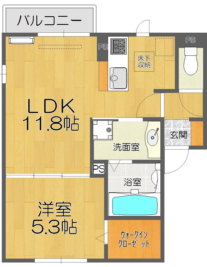 LA PORTEラ・ポルテ(1LDK/1階)の間取り写真