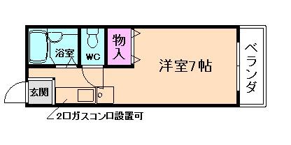 サニーライフ(ワンルーム/2階)の間取り写真