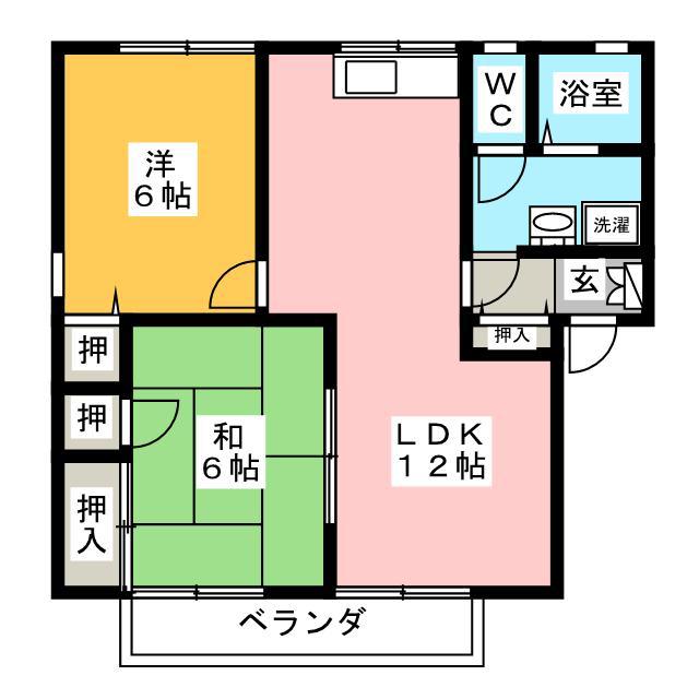 ルミエール六条 A棟(2LDK/2階)の間取り写真