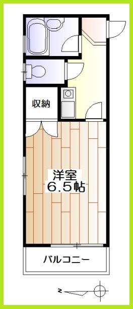 リバーバレーB棟(1K/2階)の間取り写真