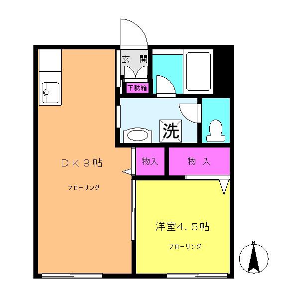 フォレスト丸山(1DK/2階)の間取り写真