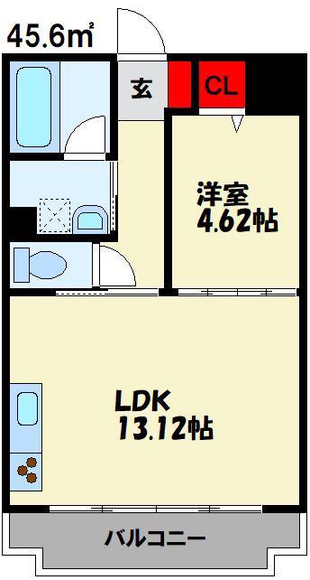 アフレール(1LDK/4階)の間取り写真