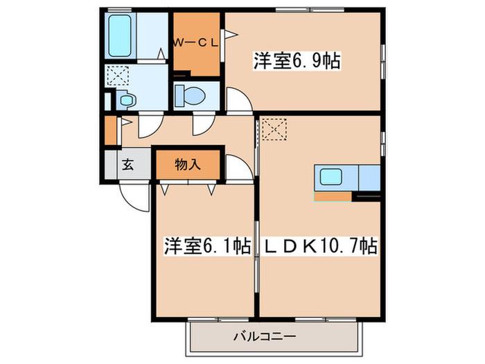 マサーズハウス柊A(2LDK/2階)の間取り写真