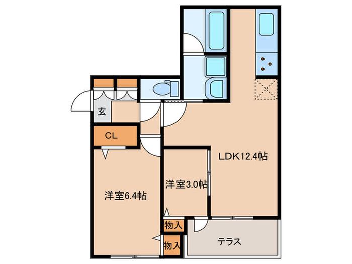 サニーサイド箱崎(2LDK/3階)の間取り写真