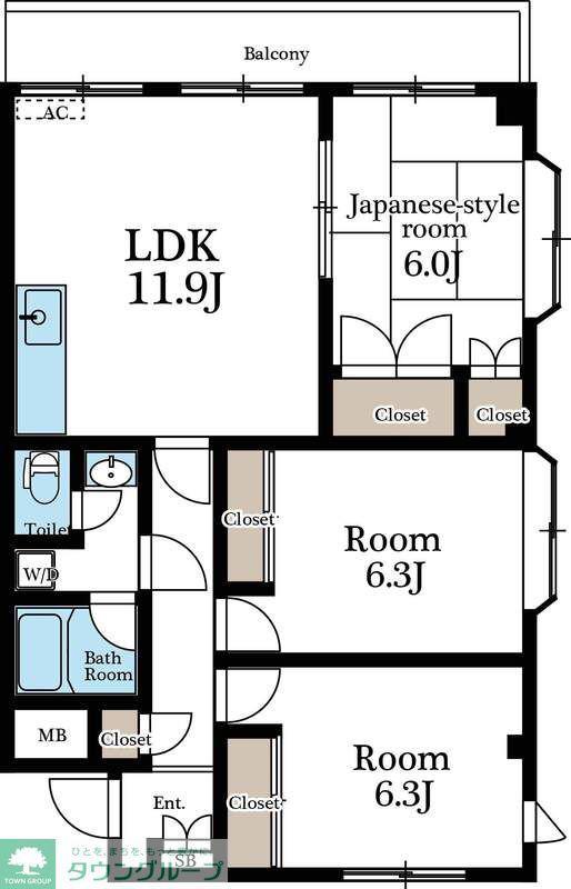 オーシャンヒルズ(3LDK/3階)の間取り写真