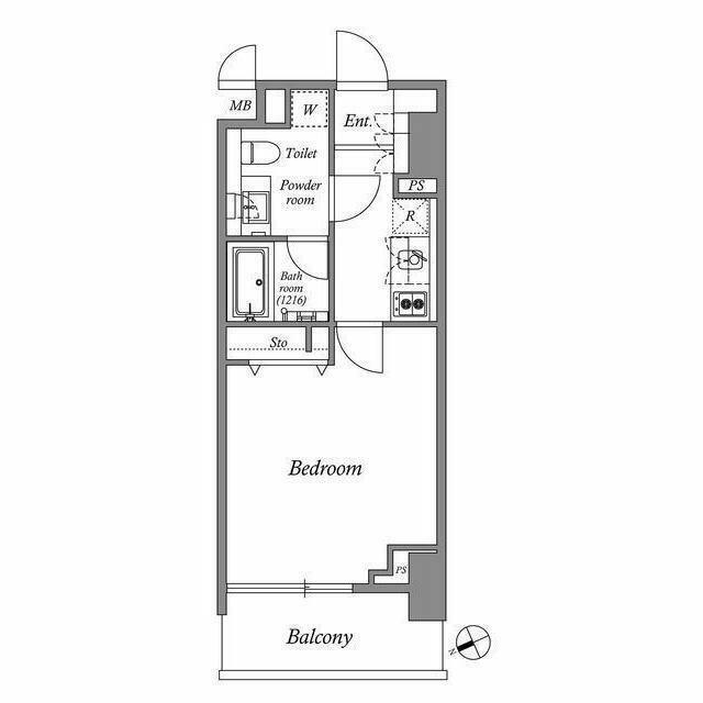 アーバネックス市谷柳町 部屋番号0403(1K/4階)の間取り写真