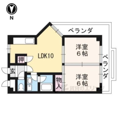 メゾンたつみ(2LDK/4階)の間取り写真