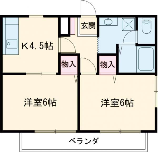 ドルチェハイム(2K/2階)の間取り写真