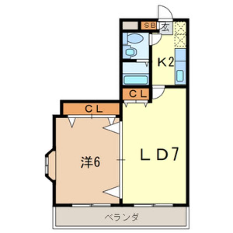 フローレス七番館(1LDK/2階)の間取り写真