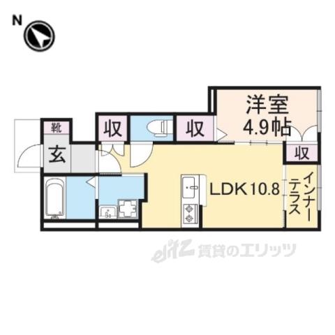 ラ グリシーヌA棟(1LDK/1階)の間取り写真
