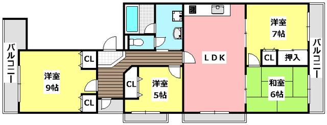 ゼンコウコーポラス8号館(4LDK/5階)の間取り写真