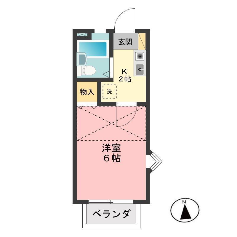 プレミールハウス(1K/2階)の間取り写真