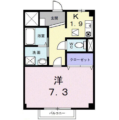 メゾン・ソレイユ(1K/2階)の間取り写真