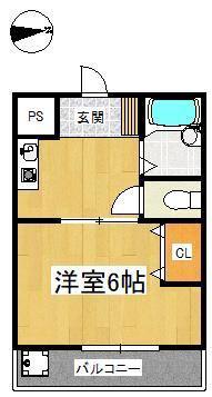 プライムコート(1K/3階)の間取り写真