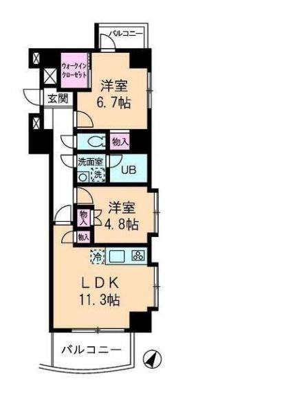 ハウス171(2LDK/7階)の間取り写真