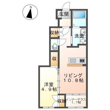 グラシアスA(1LDK/1階)の間取り写真
