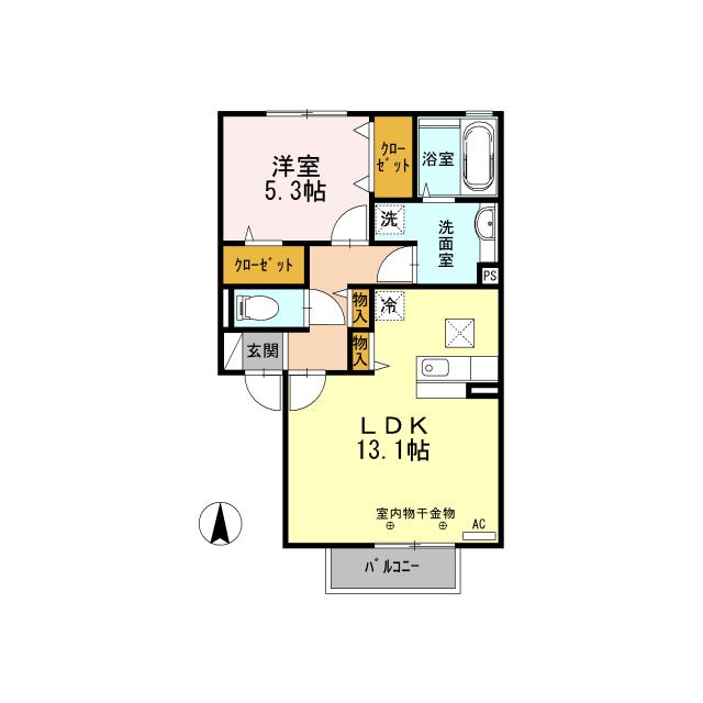 D-ROOM ボヌールK(1LDK/1階)の間取り写真