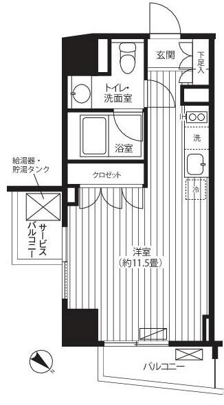 ティー東麻布 TI-HIGASHIAZABU(ワンルーム/6階)の間取り写真