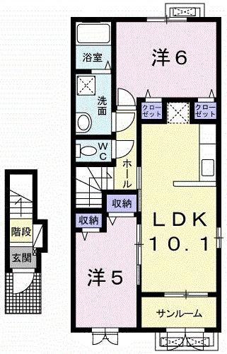 マサキヤB(2LDK/2階)の間取り写真