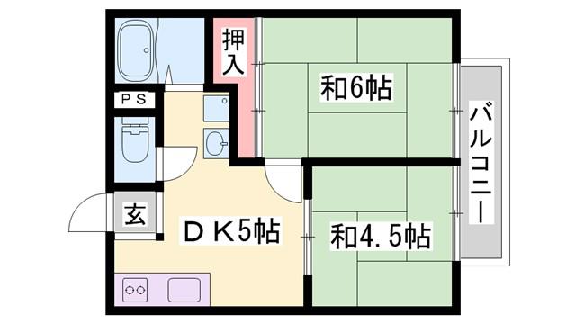 パナハイツウオハシ E棟(2DK/2階)の間取り写真