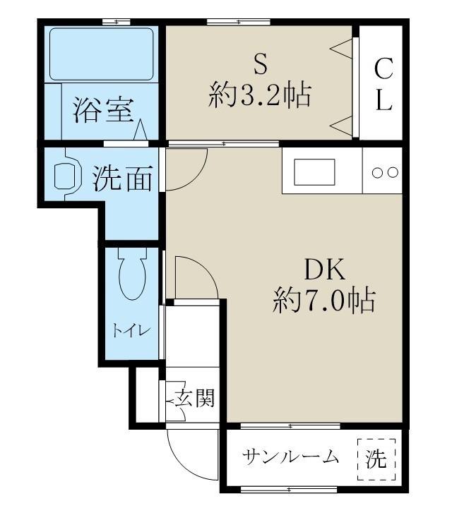 KO OLINA TOWN A(1DK/1階)の間取り写真