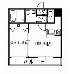 ベリーノ藤崎南(1LDK/4階)の間取り写真