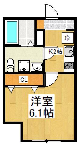 エテルノヴァローレ久米川(1K/1階)の間取り写真