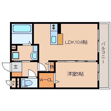 エルコート(1LDK/2階)の間取り写真
