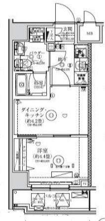 レアライズ赤羽イースト(1DK/2階)の間取り写真