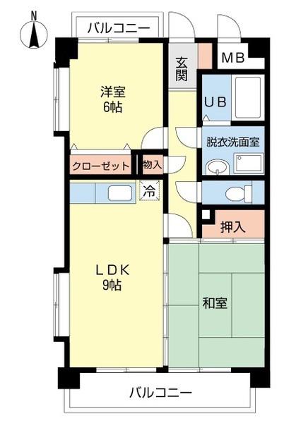 アーバンリブII(2LDK/3階)の間取り写真