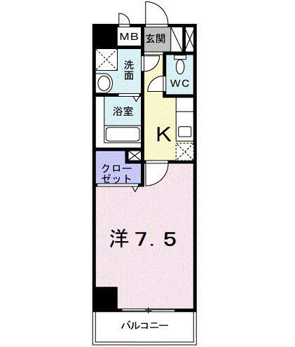 パールドゥN府中(1K/3階)の間取り写真