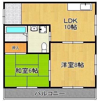 メゾンしらさぎ(2DK/1階)の間取り写真