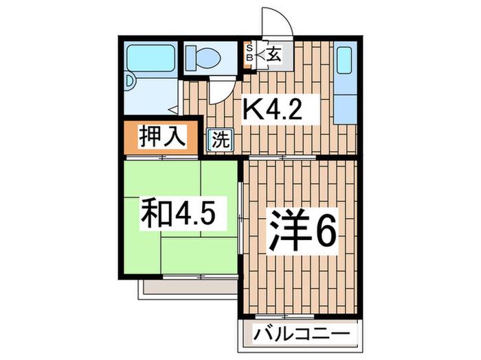 クリエールSANONO.1(2K/1階)の間取り写真