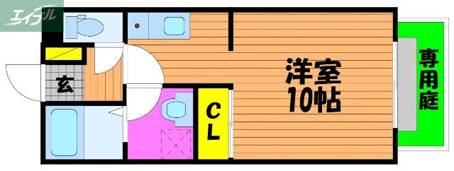 イーグレット 3(1K/1階)の間取り写真