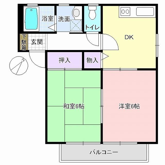 メインストリート壱番館(2DK/2階)の間取り写真
