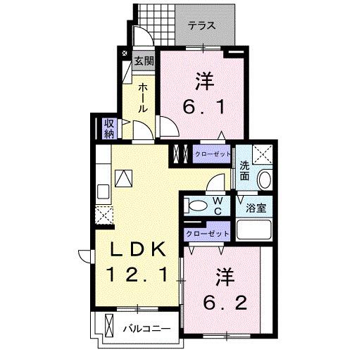 セイバリーK(2LDK/1階)の間取り写真