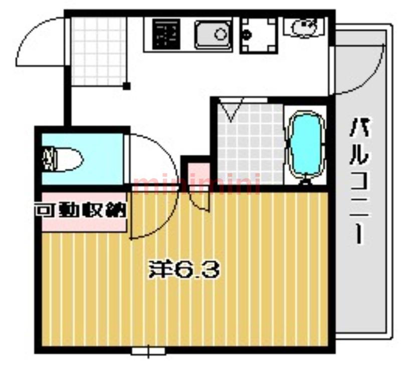 カーサイヌミディーレ(1K/2階)の間取り写真