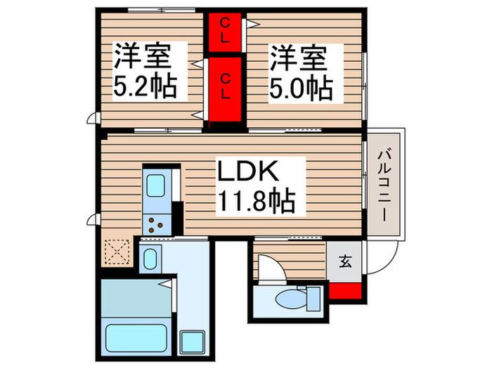 リベルテ(2LDK/1階)の間取り写真