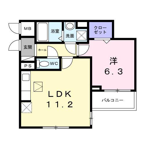 ヒカルサ和歌山城北ノース(1LDK/1階)の間取り写真