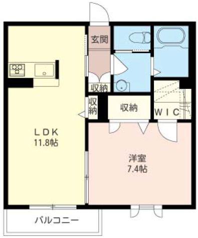 リラフォート(1LDK/1階)の間取り写真