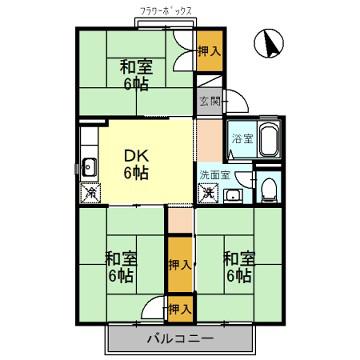 東山ハイツ C棟(3DK/1階)の間取り写真