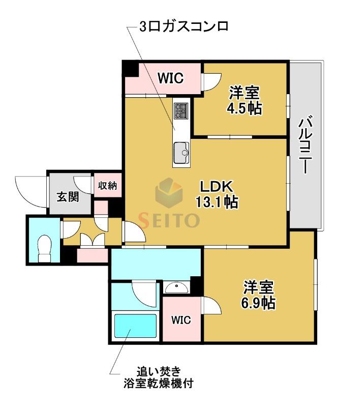 シャーメゾン ペイ ドゥ レーヴ(2LDK/2階)の間取り写真