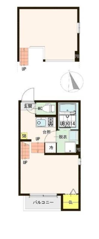 エスペランサ河原町(1K/1階)の間取り写真