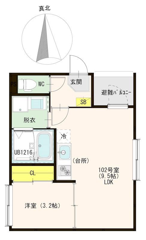 ハーモニーテラス八番III(1LDK/1階)の間取り写真
