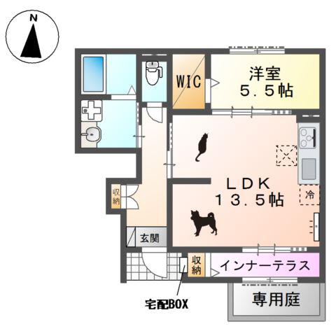 ミルフィーユ(1LDK/1階)の間取り写真