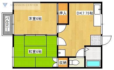 ドミール欧城Ⅱ(2DK/2階)の間取り写真