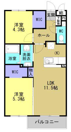 N GARDEN(2LDK/1階)の間取り写真